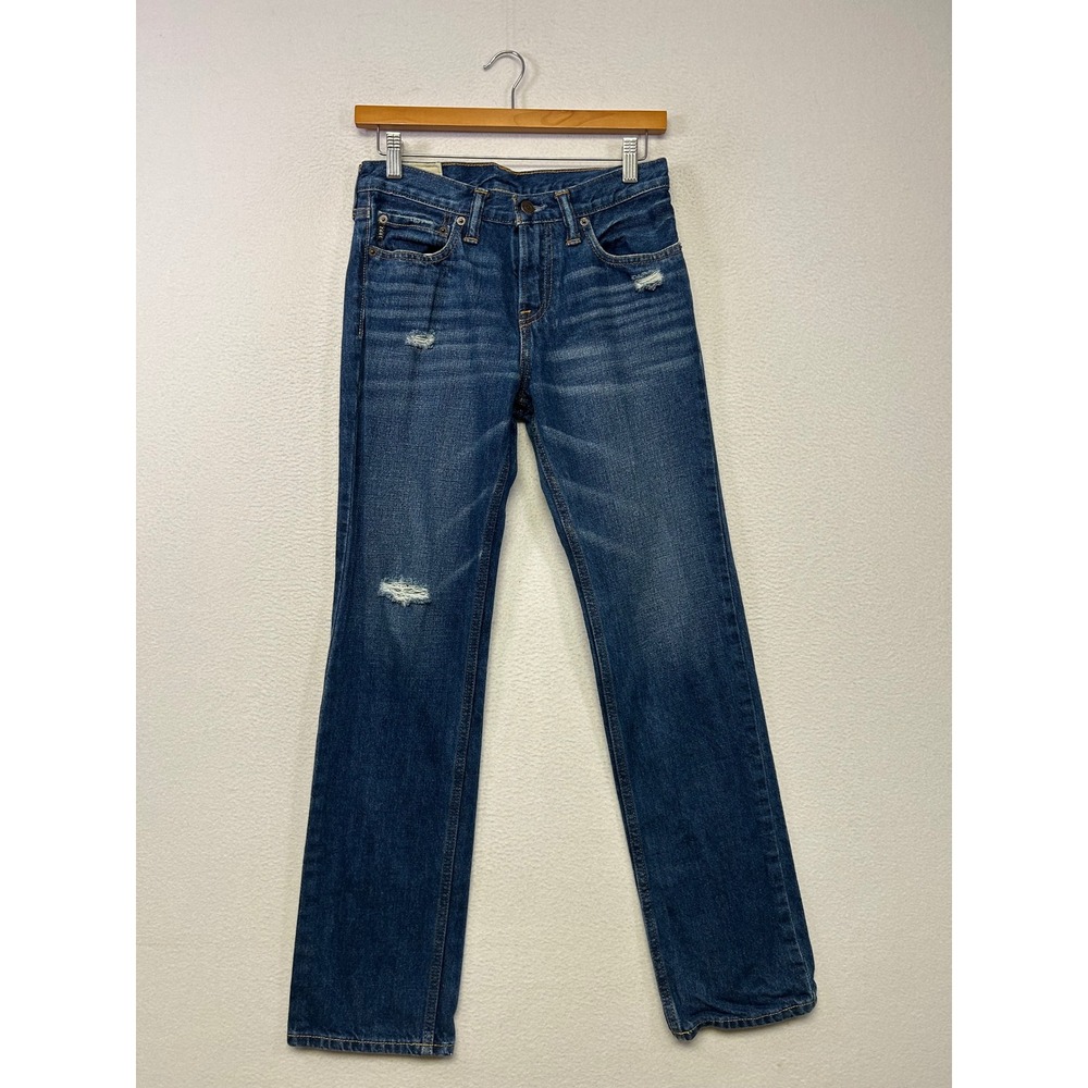 Skater Grunge Abercrombie Kids Boys 16 Slim Blue Distressed Straight Leg Jeans